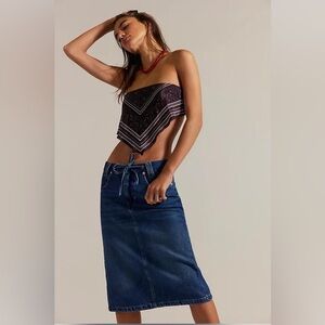 NWT We The Free Stella Column Indigo Skirt $98